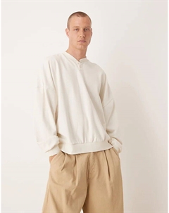 Толстовка оверсайз с воротником на пуговицах белого цвета Asos design