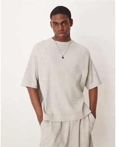 Футболка свободного кроя реглан из серой меланжевой вафельной ткани — часть комплекта Asos design