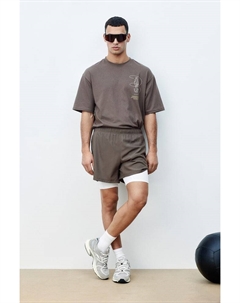 Двухслойные спортивные шорты из драймува, коричневый H&m