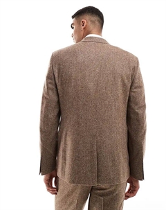 Узкий пиджак из смесовой шерсти коричневого цвета Asos design