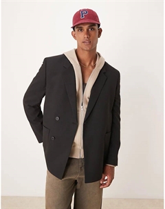 Двубортный пиджак свободного кроя черного цвета Asos design