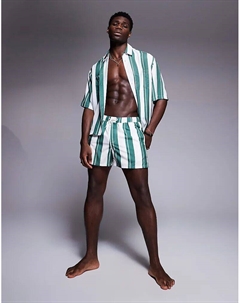 Рубашка свободного кроя в белую и зеленую полоску Asos design