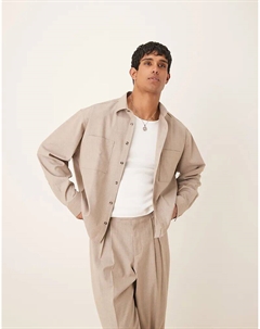 Рубашка свободного кроя в тонкую полоску от серого цвета Asos design