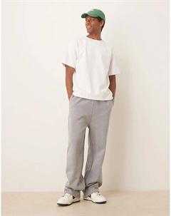 Широкие спортивные брюки премиум-класса плотностью 400 г/м², серо-меланжевый Asos design