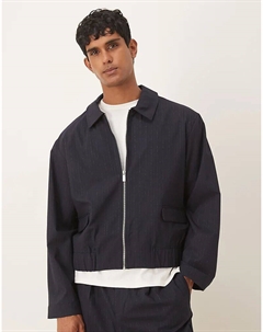 Элегантная рубашка в тонкую тёмно-синюю полоску — NAVY Asos design