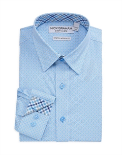 Рубашка-стрейч Modern Fit с принтом, синий Nick graham