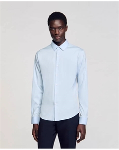 Облегающая мужская рубашка из стрейч-хлопка, синий Sandro