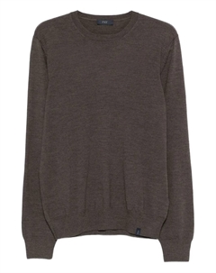 Шерстяной свитер с круглым вырезом, коричневый Fay