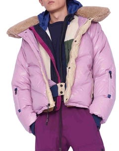 Куртка-пуховик с отделкой из искусственной овчины, цвет Smoky Pink Alphastyle