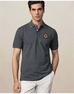 Поло с логотипом Heritage Crest, темно-серый Hackett