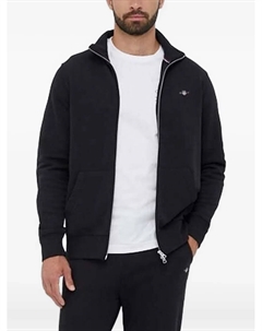 Свитер с вышитым логотипом Щит и застежкой-молнией на воротнике, черный Gant