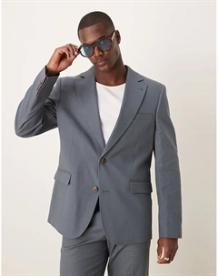 Узкий пиджак из льняной смеси синего цвета Asos design