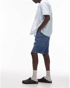 Свободные джинсовые шорты с эффектом потертости, средне-синего цвета Only & sons