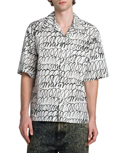 Хлопковая рубашка для лагеря с рисунком каракулей, цвет Lily White Marni