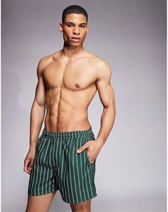 Короткие шорты для плавания в зеленую полоску Asos design