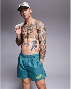 Короткие плавки с принтом зеленого цвета Asos design