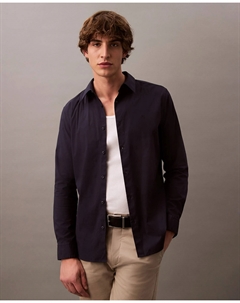 Мужская повседневная рубашка из поплина, темно-синий Calvin klein