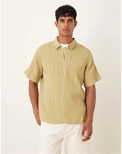 Свободная фактурная рубашка бежевого цвета Asos design