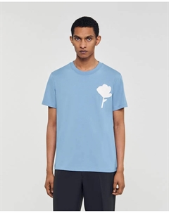 Мужская футболка с цветочной аппликацией, светло-голубой Sandro