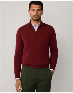 Свитер из смесовой мериносовой шерсти и кашемира с молнией, красный Hackett
