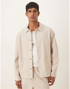 Элегантная куртка-рубашка цвета экрю с льном Asos design