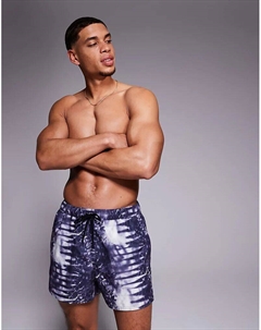 Короткие шорты для плавания с анималистичным принтом темно-синего цвета Asos design