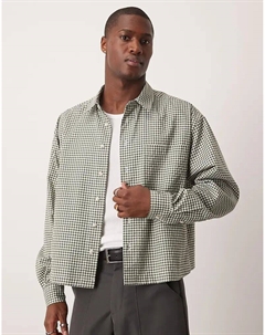 Укороченная рубашка свободного кроя в зеленую клетку Asos design