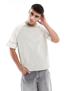 Футболка свободного кроя серого цвета с контрастной отделкой и рукавами реглан Asos design