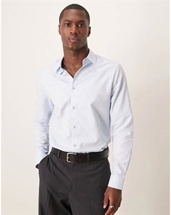 Узкая рубашка с узором «ёлочка» синего цвета Asos design