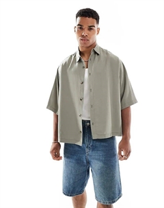 Рубашка свободного кроя премиум-класса цвета хаки Asos design