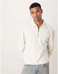 Свободный джемпер с застежкой-молнией на четверть дюйма и воротником серого цвета Asos design