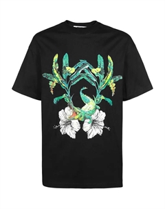 Футболка из хлопка с крокодиловым принтом, черный Msgm