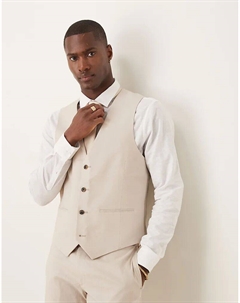 Тонкий льняной жилет цвета «песок» Asos design