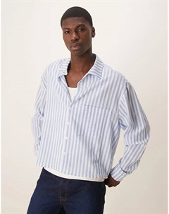 Рубашка свободного кроя из льняного материала в синюю полоску Asos design