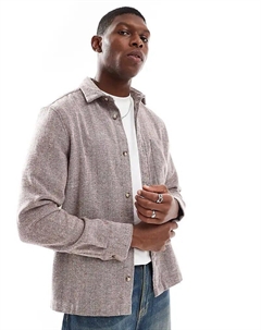 Коричневая рубашка с узором «ёлочка» и накладным карманом от Asos design