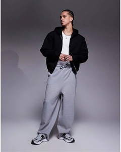 Премиальные плотные спортивные брюки-баллоны 400 г/м² серо-меланжевого цвета Asos design