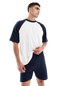 Пижамный комплект реглан темно-синего цвета Asos design