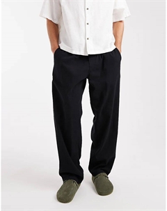 Свободные брюки из льняной смеси черного цвета Jack & jones