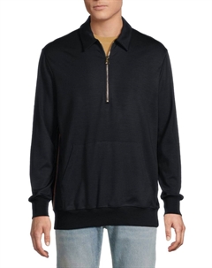 Спортивная куртка-пуловер из шерстяной ткани с накладным краем, темно-синий Paul smith