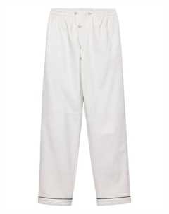 Кожаные брюки с эластичным поясом, белый Prada