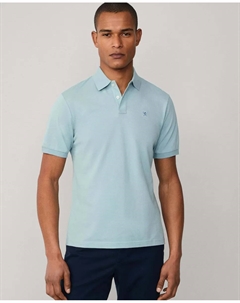 Мужская поло из пике с коротким рукавом, приталенный силуэт, синий Hackett