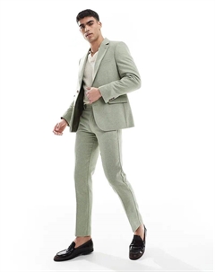 Узкие брюки из шерстяной смеси зеленого цвета Asos design