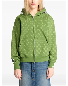 Толстовка с капюшоном на молнии с монограммой акулы в колледже, зеленый A bathing ape®