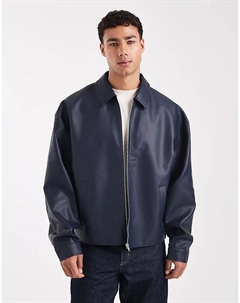 Куртка из искусственной кожи темно-синего цвета Asos design