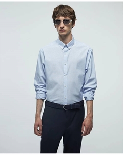 Стильная приталенная рубашка с принтом, светло-голубой Сфера