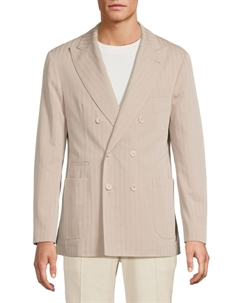 Полосатый шерстяно-шелковый спортивный пиджак современного кроя, коричневый Brunello cucinelli