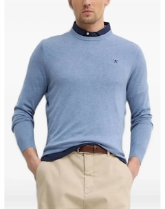 Джемпер с круглым вырезом и вышитым логотипом, синий Hackett