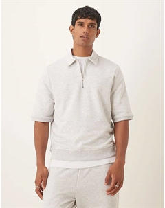 Толстовка с короткими рукавами и застежкой-молнией серого меланжевого цвета Asos design