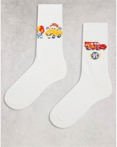 2 Пары носков Disney Cars цвета экрю Asos design