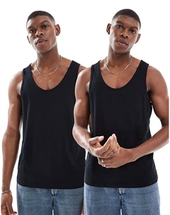 Комплект из 2 базовых маек черного цвета Asos design